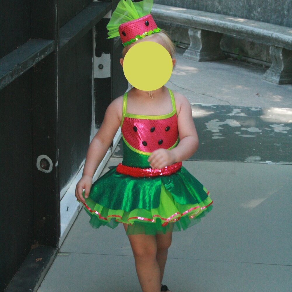 A Wish Come True Girls XSM (3T-4T) Watermelon Dance Costume / Tutu & Tap Shoes